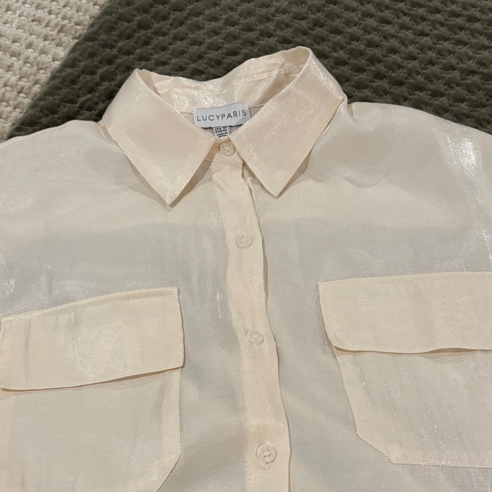 Lucy Paris Shimmering Cream Button Down Shirt